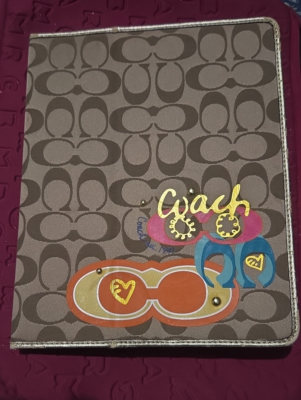 Coach Poppy Signature iPad Case Brown & Pink